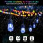 2-Pack 48FT Outdoor RGB String Lights, Cafe Color LED String Light with 30+5 E26 Shatterproof Edison Bulb Dimmable, Colorful Commercial Light String for Patio Backyard Christmas Party, 2 Remote, 96FT