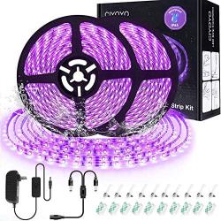 UV Black Light Strip Kit, 33ft IP65 Waterproof LED Blacklight Outdoor Christmas Decorations, 600 Units Lamp Beads, CIYOYO 12V Flexible Blacklight Fixtures for Fluorescent Dance Bedroom Wedding Party