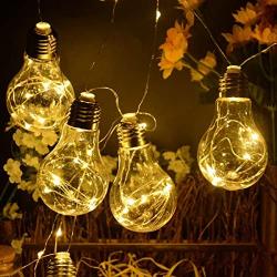 Battery Operated Hanging Lights, Homeleo LED Clear Bulb Copper String Lights, 10ft 10 Bulbs Warm White Globe LED Wire Hanging Lights for Christmas Halloween Wedding Party Indoor Outdoor Decor