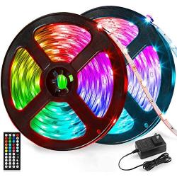 LED Strip Lights 32.8ft Kit - RGB Color Changing Light Strip Music Sync with 44 Keys Remote SMD 5050 Flexible LED Tape Lights for Bedroom Home Lighting Kitchen Bar DIY Room Decoration