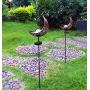 Joyathome Garden Solar Stake Lights Pathway Outdoor Moon Crackle Glass Globe Stake Metal Lights,Waterproof Warm White LED for Lawn,Patio or Courtyard