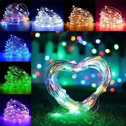 YoTelim LED Fairy Lights Battery Operated Outdoor 2Pack 33FT LED String Lights with Remote, 16 Color Changing Lights 100LEDs Twinkle Firefly Lights for Bedroom Party Wedding Christmas, Patio