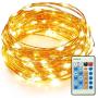 TaoTronics 33ft 100 LED String Lights TT-SL036 Dimmable with Remote Control, Waterproof Christmas Decorative Lights for Bedroom, Patio, Garden, Parties, Wedding. UL588 and TUVus Approved(Warm White)