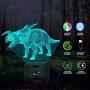 Dinosaur 3D Night Light Table Desk Lamp, Elstey 7 Colors Optical Illusion Touch Control Lights with Acrylic Flat & ABS Base & USB Cable for Christmas Gift