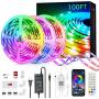 100ft Led Strip Lights, Livingpai Color Changing LED Light Strips with Music Sync, Remote, Built-in Mic, Bluetooth App Control, RGB LED Lights for Bedroom, Party, Kitchen, TV, Home