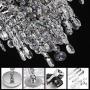 Luxurious K9 Crystal Chandelier with 3 Circle Octagon Shape Crystal Lighting Fixture Pendant Lighting for Dining Room Bathroom Bedroom Living-Room 3 E26 LED Bulbs (Transparent Pewter)