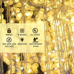JMEXSUSS 400 LED Christmas Lights Outdoor Indoor String Lights with 8 Modes Warm White Christmas Tree Lights Plug in
