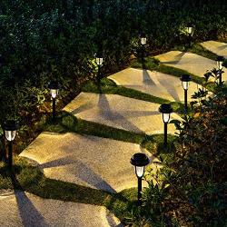 GIGALUMI Solar Path Lights Outdoor, LED Solar Garden Lights Wireless, Waterproof Solar Pathway Lights Outdoor for Patio, Yard, Walkway, Lawn. (8 Pack, Warm White)