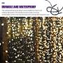 Christmas String Lights Outdoor Indoor Fairy Lights 8 Modes 300 LED 105FT for Christmas Tree Party Decoration（Warm White）