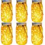 Solar Mason Jar Lights 30 Led,6 Pack Large-Size Solar Hanging Glass Jar Starry Fairy Lights,Solar Lanterns for Outdoor Patio Party Garden Decor Lights (Jars and Handles Included)