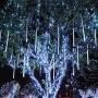 Outdoor Lights,LED Meteor Shower Rain Lights, Waterproof Garden Lights 30cm 8 Tubes 144leds Snow Falling Raindrop Icicle Cascading Light for Holiday Wedding Xmas Tree Decor (White)