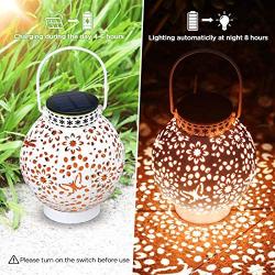 KOOPER 2 Pack Solar Lantern, Hanging Retro Solar Lights Outdoor Solar Garden Lights Yard Decor for Tree Fence Patio, Warm Light