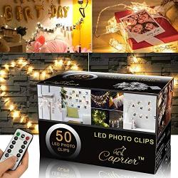 CAPRIER Luxury Teen Girl Room Decor, Photo Clips String Light, 50 LED Clips, Teen Room Decor, Dimmable 8 Modes Timer, USB Battery Powered, Dorms Decoration, Lights with Clips for Pictures, Gift