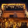 WATERGLIDE 360 LED Christmas Icicle Lights Outdoor Dripping Icicle String Light, 29.5ft 8 Modes Curtain Fairy Lights with 60 Drops, Indoor Xmas Holiday Wedding Party Decorations, Warm White