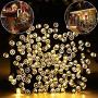 MZD8391 500LED 164FT Solar Power Christmas Lights Outdoor Indoor String Lights 8 Modes with Remote Control for Christmas Tree Decoration (Warm White)