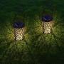 Solar Lantern Outdoor Lights for Decorative Atmosphere Hanging Garden Lantern Cylindrical Table Lamp Night Light Warm Lighting for Courtyard, Party, Walkway,Terrace, Garden, Lawn (2 Pack)