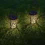 Solar Lantern Outdoor Lights for Decorative Atmosphere Hanging Garden Lantern Cylindrical Table Lamp Night Light Warm Lighting for Courtyard, Party, Walkway,Terrace, Garden, Lawn (2 Pack)