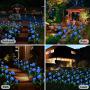 HeyMate Solar Garden Lights Outdoor 2 Pack Solar Blue Rose Flower Lights with 10 Rose Flowers Solar Christmas Decorative Lights Waterproof for Garden,Patio,Backyard,Pathway,Xmas Decorations