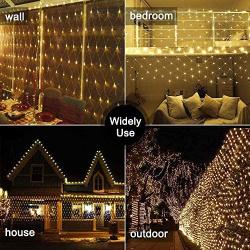 gresonic Net Mesh Lights,100 LEDs 3.2ft x 4.2ft Waterproof String Lights for Christmas Trees,Bushes,Holiday,Party,Outdoor Garden,Wedding Decorations(Warm White)