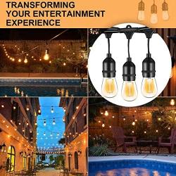 Banord 2 Pack 48FT LED Outdoor String Lights, Commercial Grade Porch Lights Heavy Duty Hanging Lights with 2W S14 Dimmable Shatterproof Bulbs for Backyard Patio Party