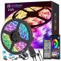 25ft LED Strip Lights, APP Control Music Sync Color Changing LED Light Strip, SMD 5050 RGB LED Tape Lights with IR Remote (APP+Remote+Mic+3-Button Switch).