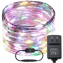 RUICHEN Dimmable Fairy Lights Plug in, 33 Ft 100 LED Starry String Lights with Touch Dimmer, Waterproof Silver Wire Twinkle Lights for Bedroom Patio Wedding Party Christmas (Multicolor)