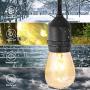 Outdoor Patio String Lights 48Ft Weatherproof Commercial Grade Hanging Lights with 15 S14 Edison Bulbs, UL Listed Connectable Strand for Backyard Porch Bistro Tent Party, 11W, E26 Base, Black
