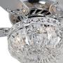 Tropwellhouse 52Inch Crystal Chrome Ceiling Fan with Light Gorgeous Crystal Fixture 3 Lights 5 Premium Wood Blade Led Chandelier Decoration Home/Living Room with Remote