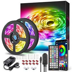 32.8ft LED Strip Lights APP Control Color Changing Rope Lights with Remote, Music Sync Built-in Mic, SMD 5050 RGB Light Strips RGB LED Strip (32.8Ft APP+Remote+Mic+3-Button Switch)