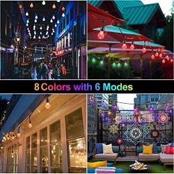 2-Pack 48FT Multicolor LED String Lights Outdoor, Dimmable RGB Patio Lights with 30+5 E26 Plastic Bulbs, Remote Control, 96FT IP65 Waterproof Commercial Grade Light String for Backyard, Garden, Party