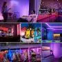 32.8ft LED Strip Lights APP Control Color Changing Rope Lights with Remote, Music Sync Built-in Mic, SMD 5050 RGB Light Strips RGB LED Strip (32.8Ft APP+Remote+Mic+3-Button Switch)