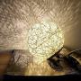 Romantic Night Light Creative INS Wind Starry Table lamp Bedroom Bedside lamp Fantasy Rattan Ball Moon Light (Light Yellow, Button Switch)