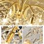 FL-63682, Chandelier, Luxury K9 Crystal Pendant Lamp, 9 Lights Gold Metal Pendant Light for Living Room Bedroom Study Room Dining Room Restaurant