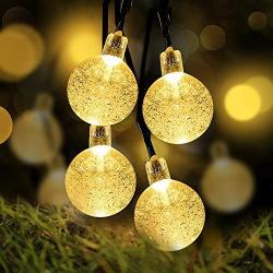 Battery Operated String Lights, LOENDE Waterproof 21FT 30 LED 8 Modes Fairy Garden Globe String Lights with Crystal Ball for Christmas Tree, Holiday, Outdoor, Indoor, Party Decor (Warm White)