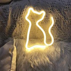 LED Neon Signs for Wall Decor, Cat Night Lights Lamps Art Decor, USB or Battery Operated, Bedside Decoration Table Light, Decorative for Home Party Living Room Bedroom Party Children Kids Gifts(Cat)