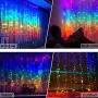 Rainbow Curtain Lights Greenke LED Curtain Lights Waterproof Fairy Lights Remote Timer Icicle Lights 8 Modes Twinkle Lights for Christmas, Party, Wedding, Bedroom Wall Decoration (7-Color)