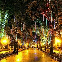 Twinkle Star Meteor Shower Rain Lights, 30cm 8 Tubes 288 LED Valentine Icicle Snow Falling Lights Outdoor Raindrop Lights, Xmas Wedding Party Tree Holiday Decoration, Multicolor