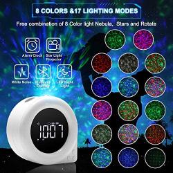 Star Projector Night Light,ROTEK DIY Stickers Alarm Clock Galaxy Projector with 8 Lighting Effects,White Noise Sound LED Night Light Bluetooth Speaker with Remote Control for Kids Adult Home Bedroom