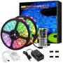 Led Strip Lights 32.8ft, 5050 RGB Led Lights, IP20 Non Waterproof Color Changing with 20 Colors 8 Light,LED Lights Strips Kit with 44 Keys IR Remote Controller 12V Power Supply (32.8ft)