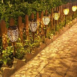 Ulmisfee Garden Solar Lights Pathway Outdoor Solar Stakes Lights, Waterproof Decorative Metal Lights for Yard, Lawn, Patio, Courtyard (2 Pack Garden Solar Lights)