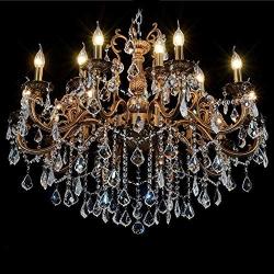 MEEROSEE Crystal Chandeliers Contemporary Chandelier Island Lighting 15 Lights Candle Pendant Ceiling Light Fixture for Dining Room Living Room Kitchen Bedroom Hallway Entry D35.4''