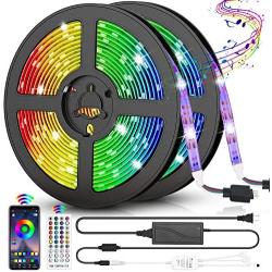 LED Strip Lights, 32.8ft RGB LED Light Strips 300 LEDs SMD5050 Color Changing Light Strips, Voice and Music Sync Smart LED Tape Lights for Home, TV, Bar and Party Decoration-Remote Control