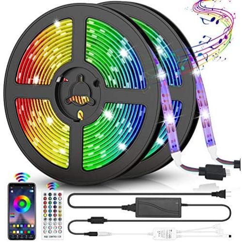 LED Strip Lights, 32.8ft RGB LED Light Strips 300 LEDs SMD5050 Color Changing Light Strips, Voice and Music Sync Smart LED Tape Lights for Home, TV, Bar and Party Decoration-Remote Control