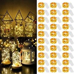 LED Fairy String Lights, 30 Pack 20 LED Micro Starry Lights Waterproof Silver Wire Battery Operated Lights Twinkle Star Lights Bottle Lights for Bedroom Garden Party Xmas (Warm White)