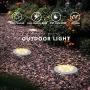Biling Solar Disk Lights Outdoor, 8 LED Bulbs Solar Ground Lights Outdoor Waterproof for Garden Yard Patio Pathway Lawn Driveway - Warm White (12 Pack)