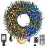 XUNXMAS Color Changing Christmas String Lights Indoor Outdoor 11 Modes, 109ft 300 LEDs Warm White Multi Color Fairy Lights, Connectable Waterproof Christmas Tree Lights with Timer Remote (Green Wire)