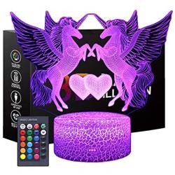 Unicorn Night Light for Girls, XXMANX 3D Nightlight Bedside Lamp 16 Colors Changing Touch & Remote Control Unicorn Toys Birthday Gifts for Boys Kids Women (Type 3)