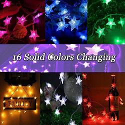 Multi Color Changing Star String Lights USB Powered,16.4ft 50 LED Hanging Xmas Fairy Lights with Remote Control Timer Mood Lighting for Bedroom Princess Castle Teepee Tent Party Decoration(16 Colors)