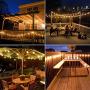 LE Solar Outdoor String Lights LED Patio Lights, USB Rechargeable Portable Bistro Lights, 25ft 25 G40 Bulbs Edison Café String Lights for Porch, Pergola, Backyard, Deck, Garden, Pool, Party, Wedding