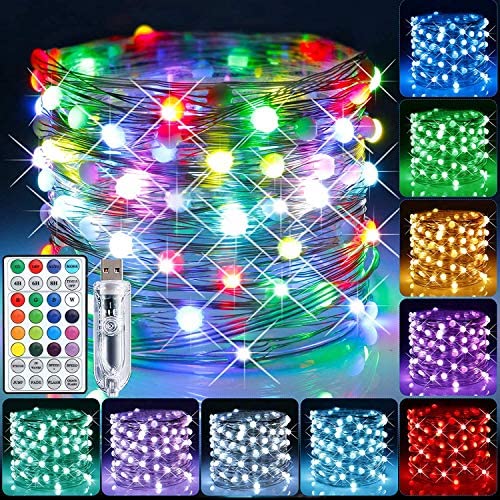 USB Fairy String Lights, 33Ft 100 LED 16 Colors Changing Lights Twinkle Firefly Lights with 8 Lighting for Bedroom, Christmas, Parties, Wedding, Decoration